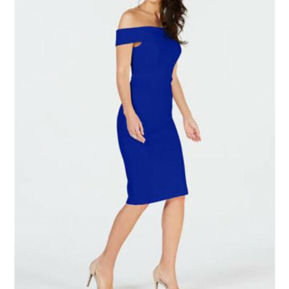 Thalia Sodi Off-The-Shoulder Neckline Bodycon Dress Back Zip Lazulite XXL Blue - Picture 1 of 2